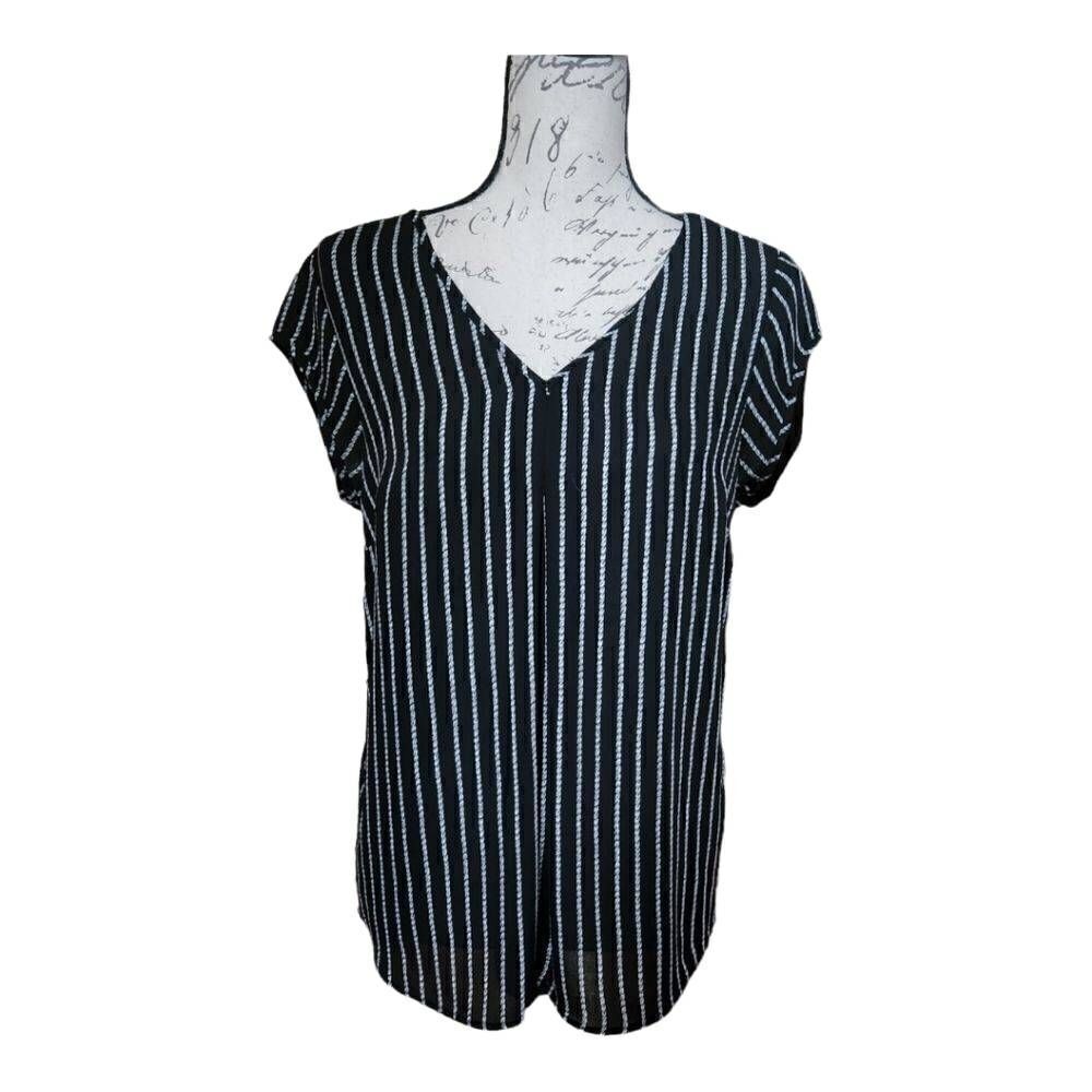 Halogen Ladies Black & White Blouse With Open Back Detail - Size Small